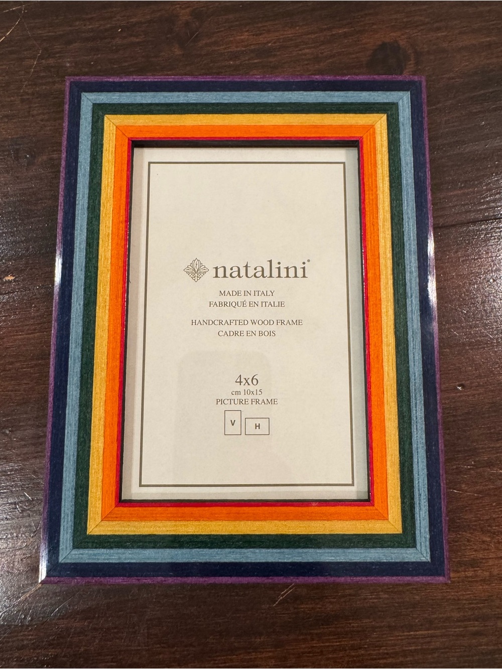 Natalini Made in Italy Handcrafted Wood Picture Frame 4x6 Rainbow Multicolor NWT